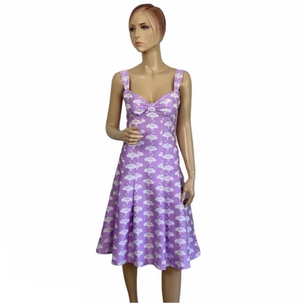 Moschino Cheap And Chic Purple Floral Fit and Flare Sleeveless Dress 6